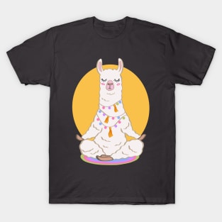 Llama Zen Vibes Llamastay Namaste Yoga Pose T-Shirt